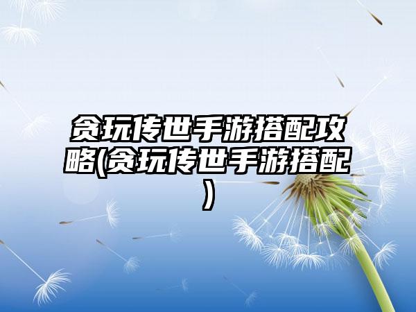 贪玩传世手游搭配攻略(贪玩传世手游搭配)