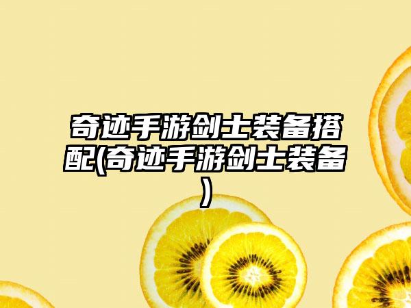 奇迹手游剑士装备搭配(奇迹手游剑士装备)