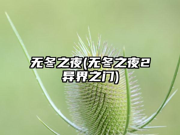 无冬之夜(无冬之夜2异界之门)