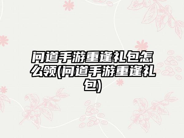 问道手游重逢礼包怎么领(问道手游重逢礼包)
