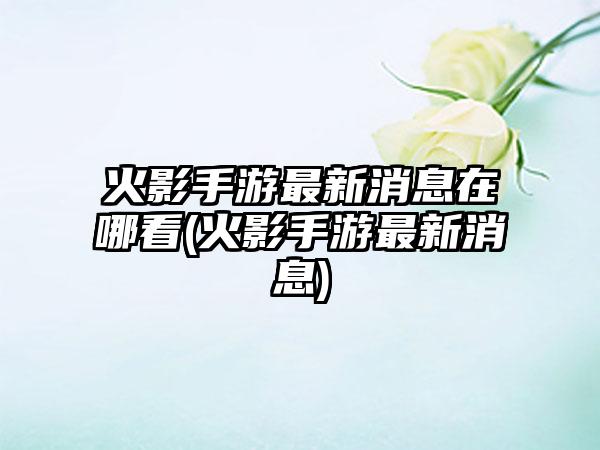 火影手游最新消息在哪看(火影手游最新消息)