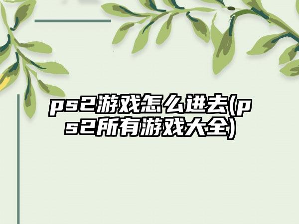ps2游戏怎么进去(ps2所有游戏大全)