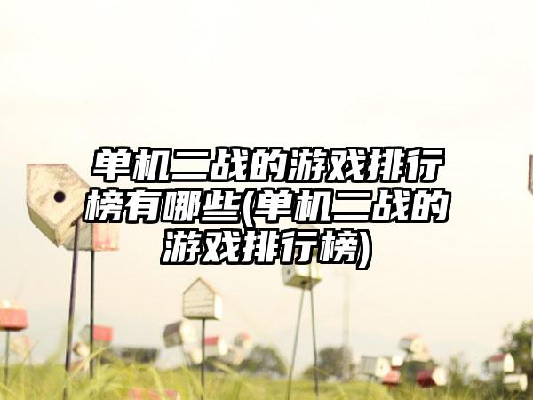 单机二战的游戏排行榜有哪些(单机二战的游戏排行榜)