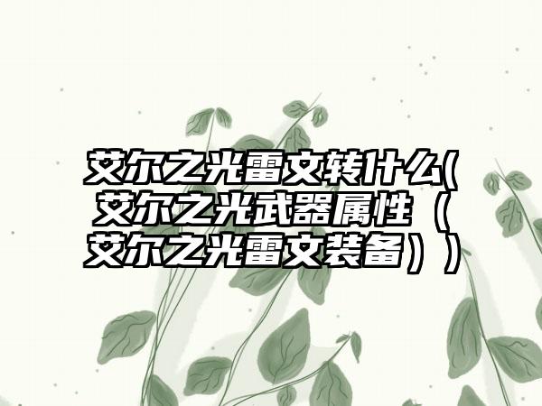 艾尔之光雷文转什么(艾尔之光武器属性（艾尔之光雷文装备）)