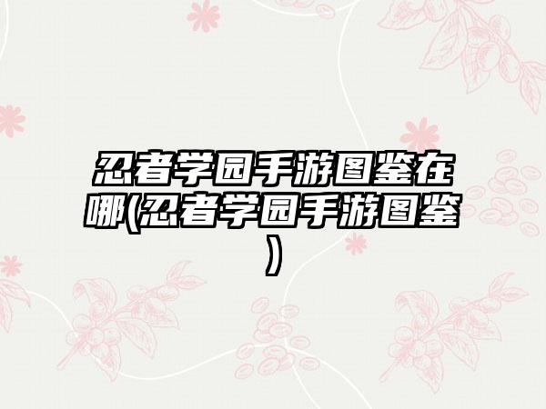 忍者学园手游图鉴在哪(忍者学园手游图鉴)
