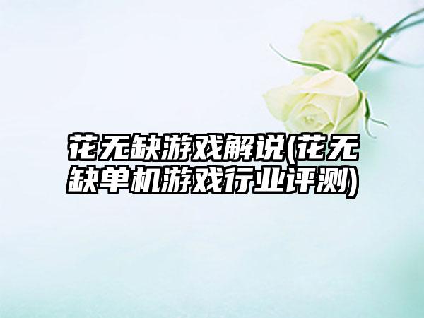 花无缺游戏解说(花无缺单机游戏行业评测)