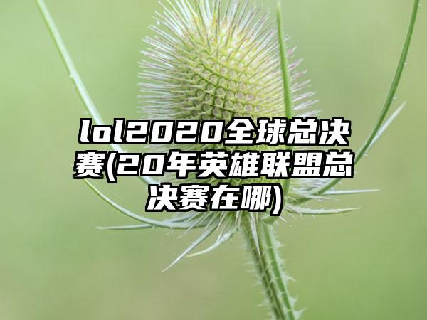 lol2020全球总决赛(20年英雄联盟总决赛在哪)