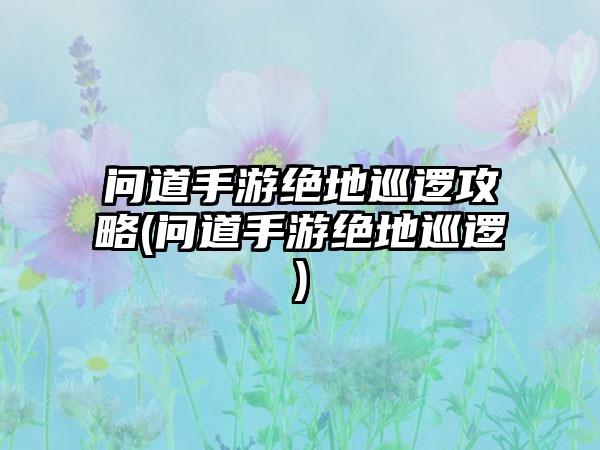 问道手游绝地巡逻攻略(问道手游绝地巡逻)