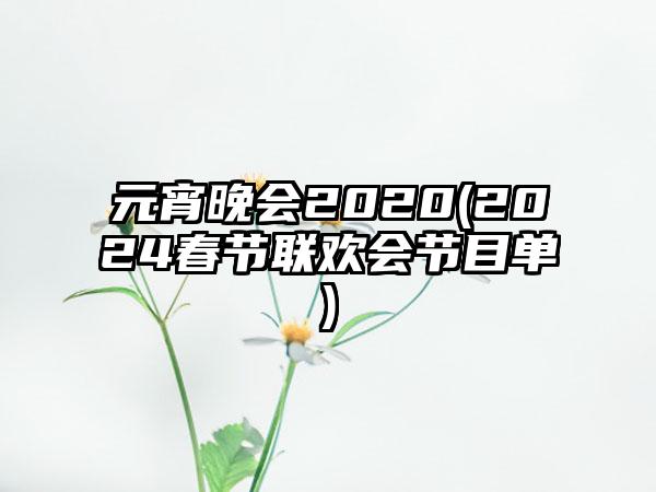 元宵晚会2020(2024春节联欢会节目单)