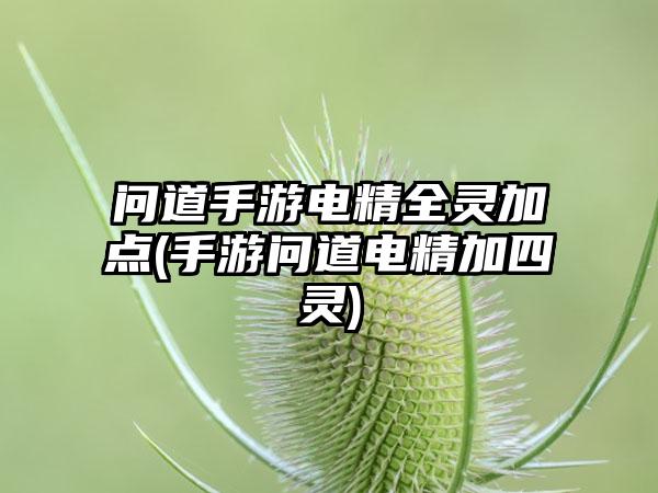 问道手游电精全灵加点(手游问道电精加四灵)