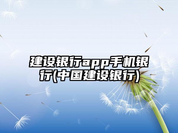 建设银行app手机银行(中国建设银行)
