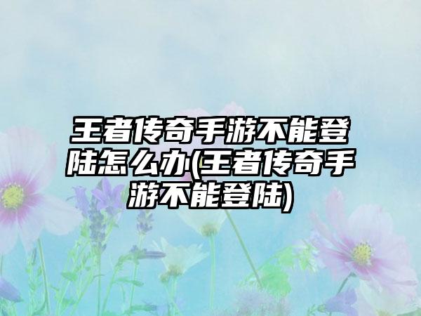 王者传奇手游不能登陆怎么办(王者传奇手游不能登陆)