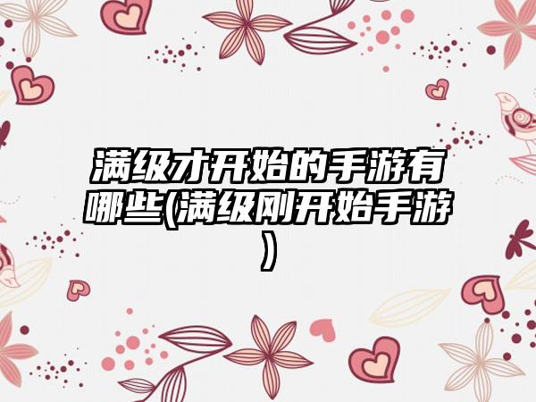 满级才开始的手游有哪些(满级刚开始手游)