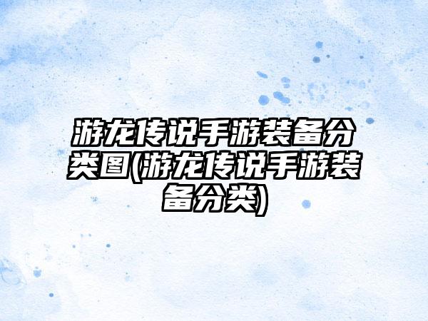 游龙传说手游装备分类图(游龙传说手游装备分类)