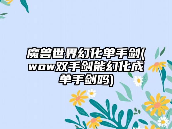 魔兽世界幻化单手剑(wow双手剑能幻化成单手剑吗)