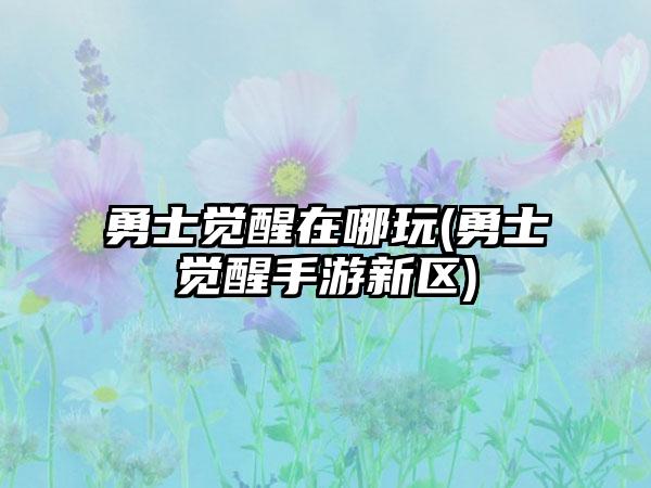 勇士觉醒在哪玩(勇士觉醒手游新区)