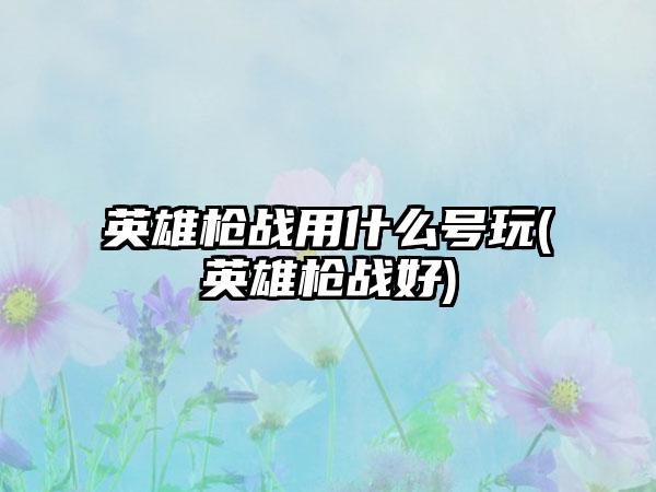 英雄枪战用什么号玩(英雄枪战好)