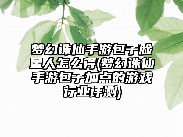 梦幻诛仙手游包子脸星人怎么得(梦幻诛仙手游包子加点的游戏行业评测)