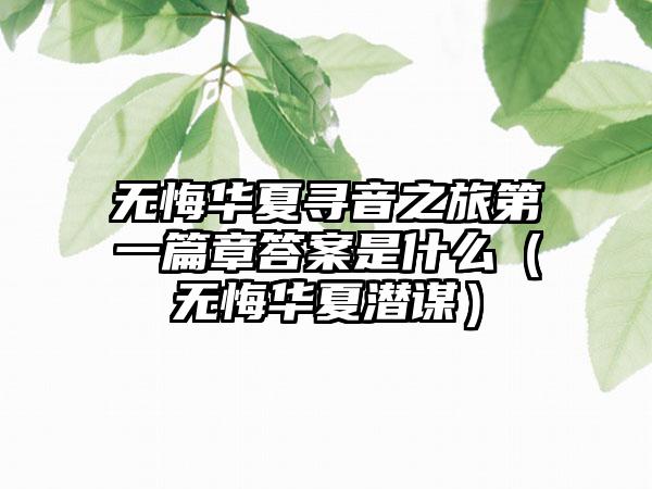 无悔华夏寻音之旅第一篇章答案是什么（无悔华夏潜谋）