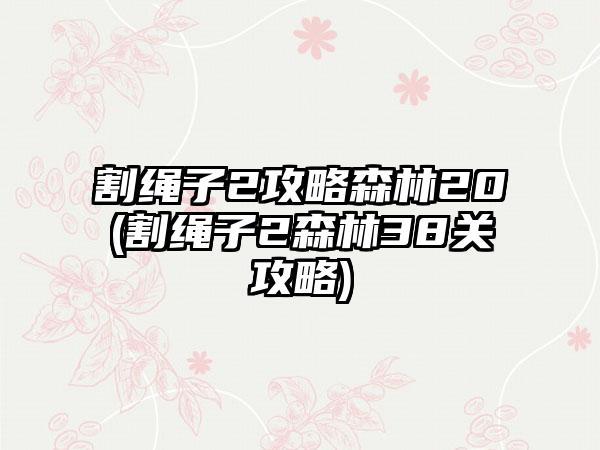 割绳子2攻略森林20(割绳子2森林38关攻略)