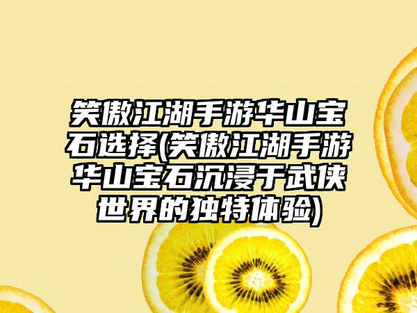 笑傲江湖手游华山宝石选择(笑傲江湖手游华山宝石沉浸于武侠世界的独特体验)