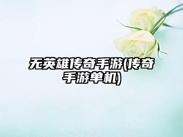 无英雄传奇手游(传奇手游单机)