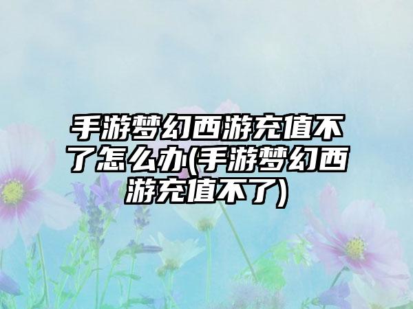 手游梦幻西游充值不了怎么办(手游梦幻西游充值不了)