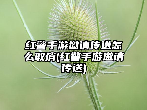 红警手游邀请传送怎么取消(红警手游邀请传送)