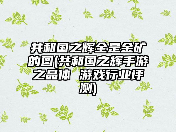 共和国之辉全是金矿的图(共和国之辉手游之晶体 游戏行业评测)