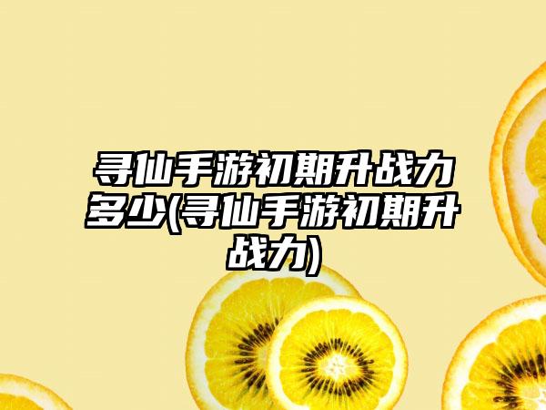 寻仙手游初期升战力多少(寻仙手游初期升战力)