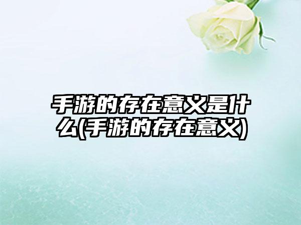 手游的存在意义是什么(手游的存在意义)