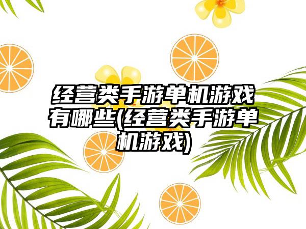经营类手游单机游戏有哪些(经营类手游单机游戏)