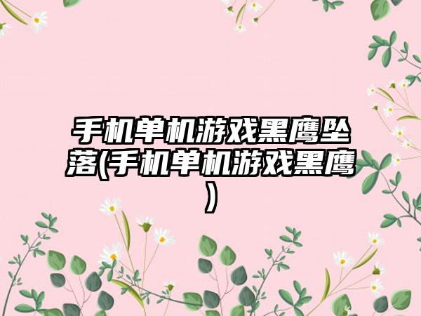 手机单机游戏黑鹰坠落(手机单机游戏黑鹰)