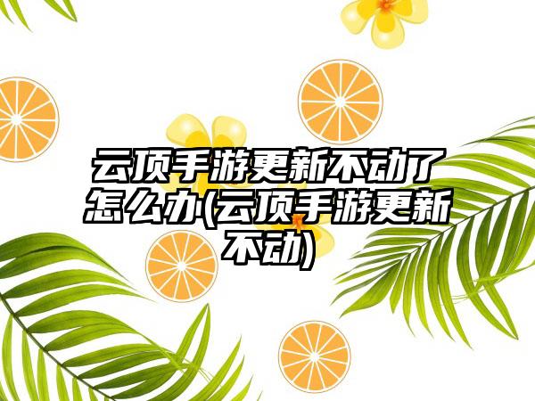 云顶手游更新不动了怎么办(云顶手游更新不动)