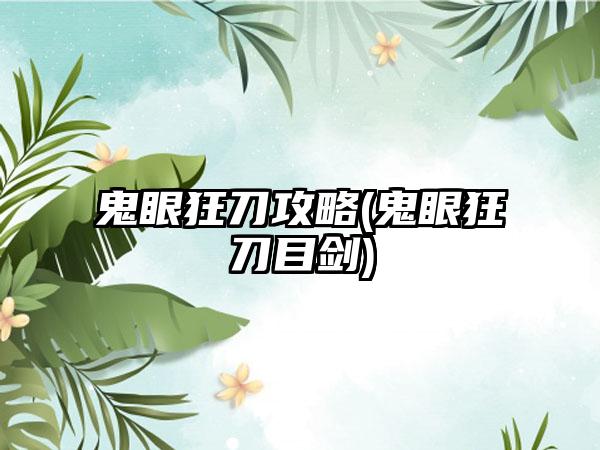 鬼眼狂刀攻略(鬼眼狂刀目剑)