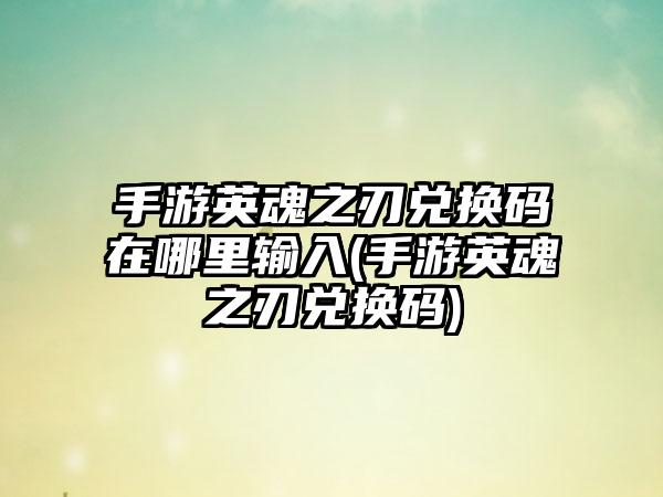 手游英魂之刃兑换码在哪里输入(手游英魂之刃兑换码)