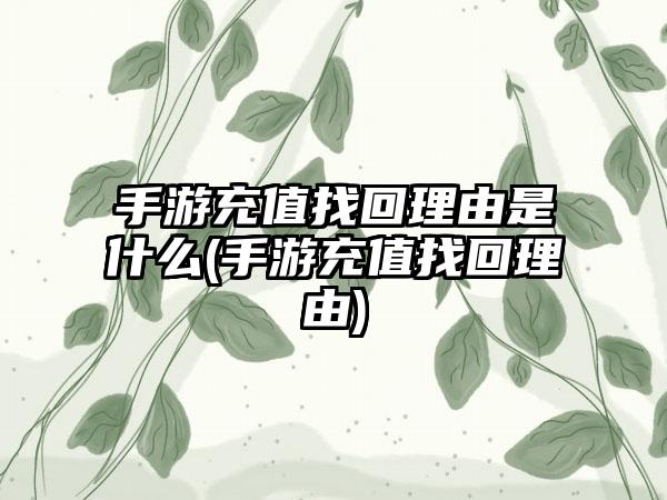手游充值找回理由是什么(手游充值找回理由)