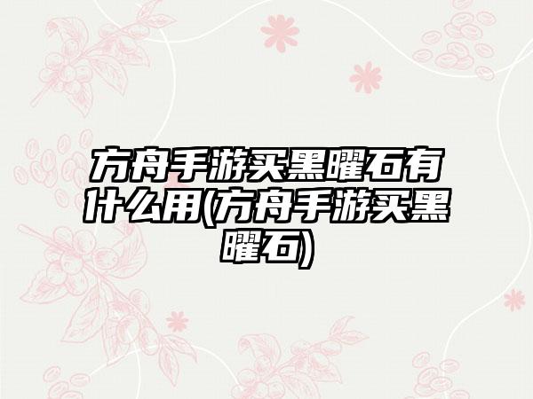 方舟手游买黑曜石有什么用(方舟手游买黑曜石)