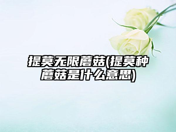 提莫无限蘑菇(提莫种蘑菇是什么意思)