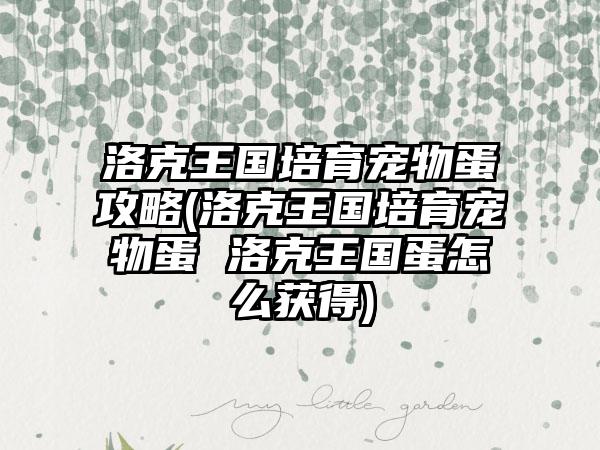 洛克王国培育宠物蛋攻略(洛克王国培育宠物蛋 洛克王国蛋怎么获得)