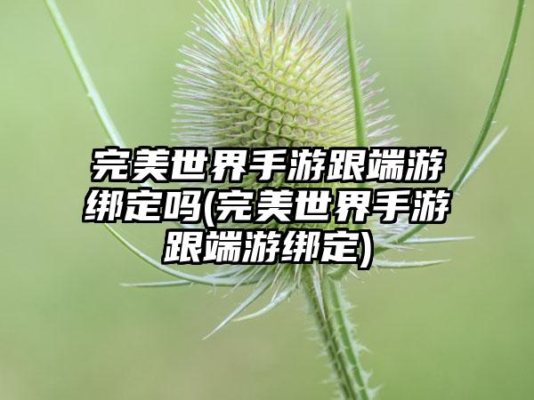 完美世界手游跟端游绑定吗(完美世界手游跟端游绑定)