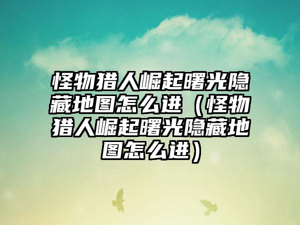 怪物猎人崛起曙光隐藏地图怎么进（怪物猎人崛起曙光隐藏地图怎么进）