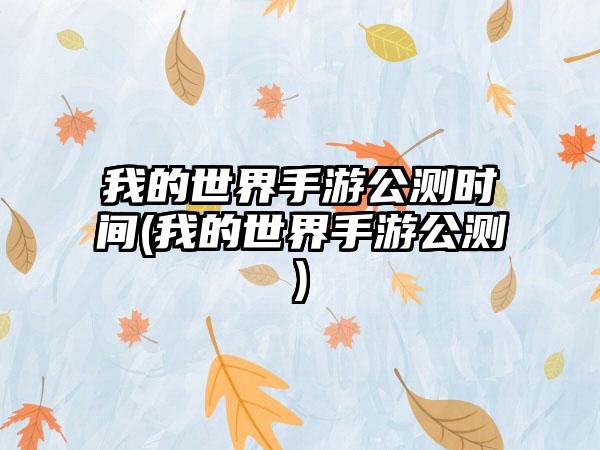 我的世界手游公测时间(我的世界手游公测)
