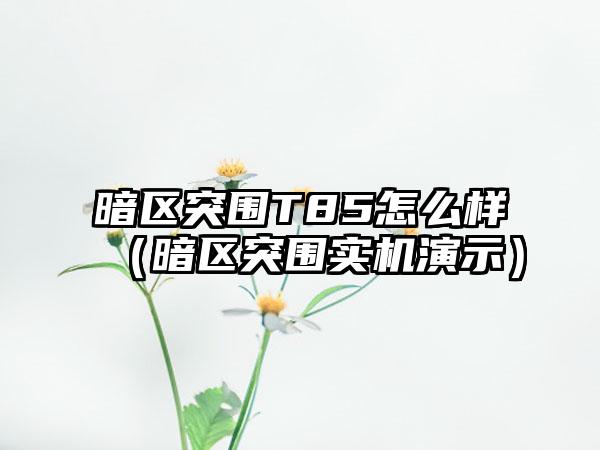 暗区突围T85怎么样（暗区突围实机演示）