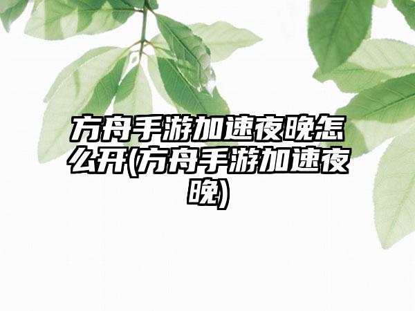 方舟手游加速夜晚怎么开(方舟手游加速夜晚)
