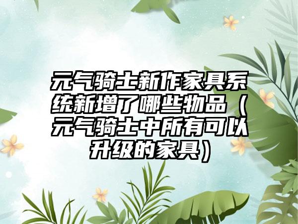 元气骑士新作家具系统新增了哪些物品（元气骑士中所有可以升级的家具）