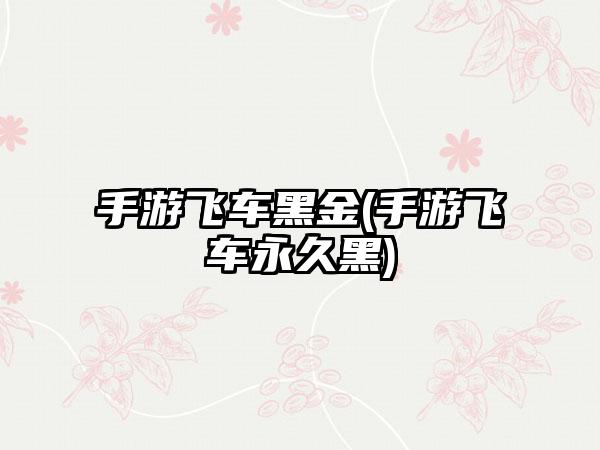 手游飞车黑金(手游飞车永久黑)