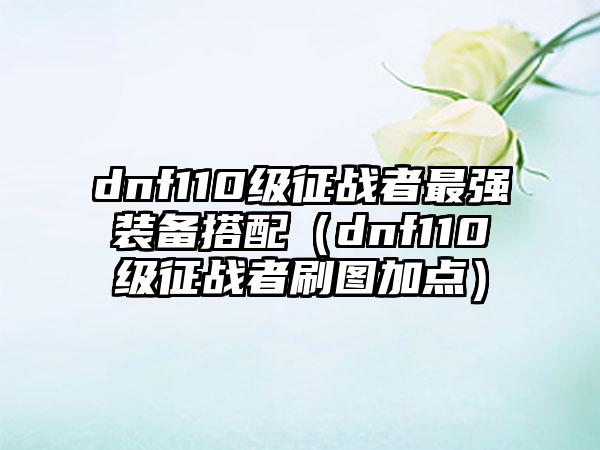 dnf110级征战者最强装备搭配（dnf110级征战者刷图加点）