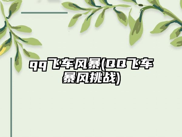 qq飞车风暴(QQ飞车暴风挑战)