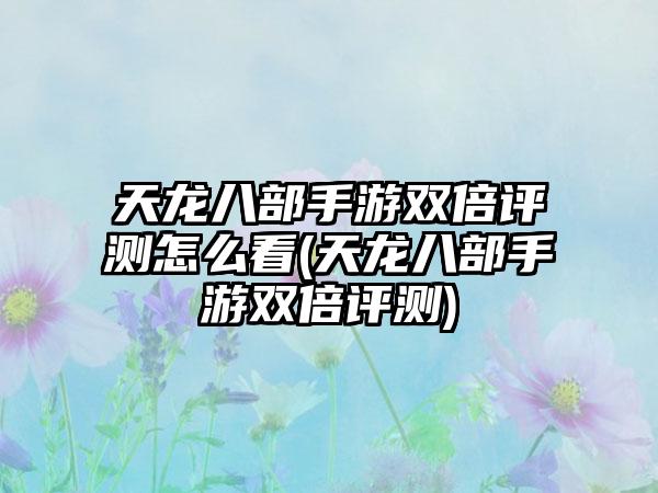 天龙八部手游双倍评测怎么看(天龙八部手游双倍评测)